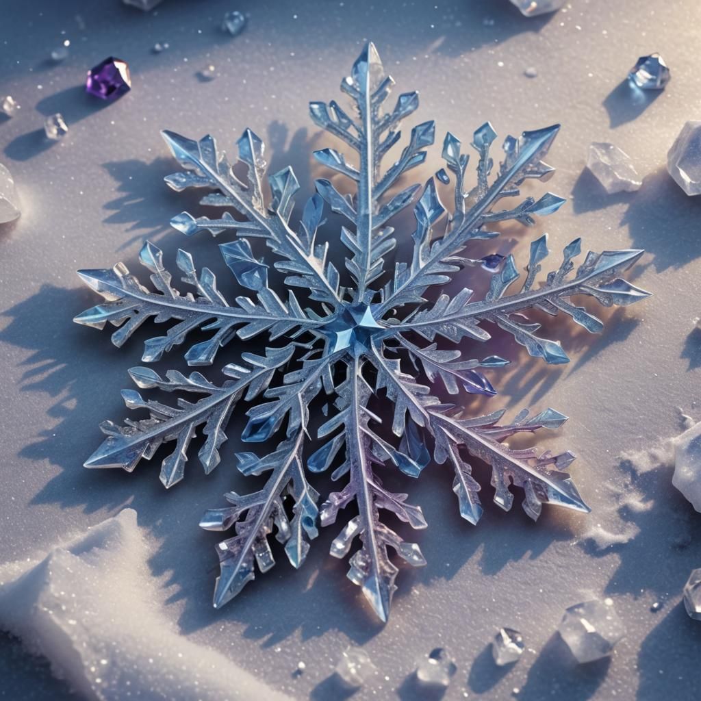 Crystal Snowflake on Snow: Hyperrealistic Concept Art