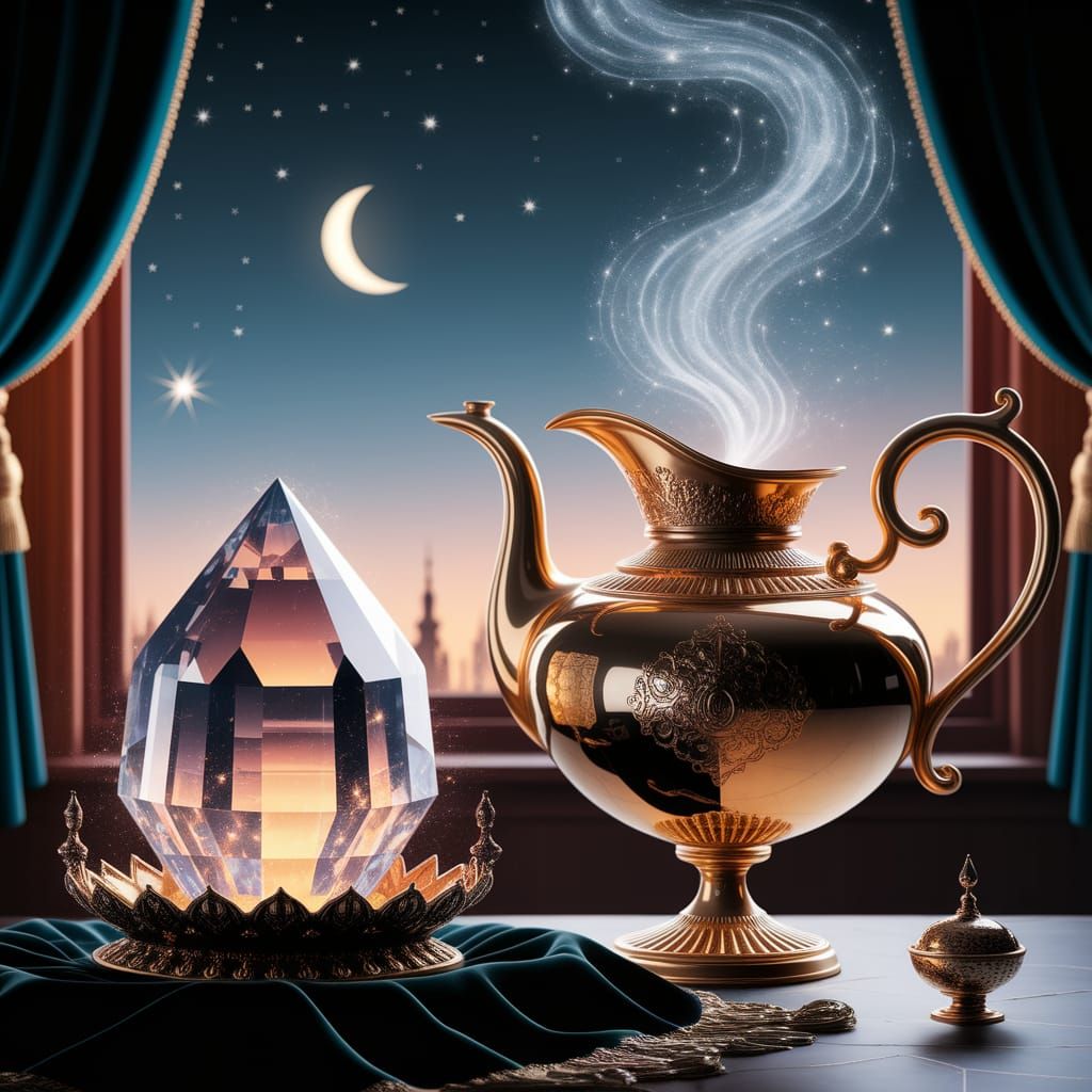 Crystal and magic lamp