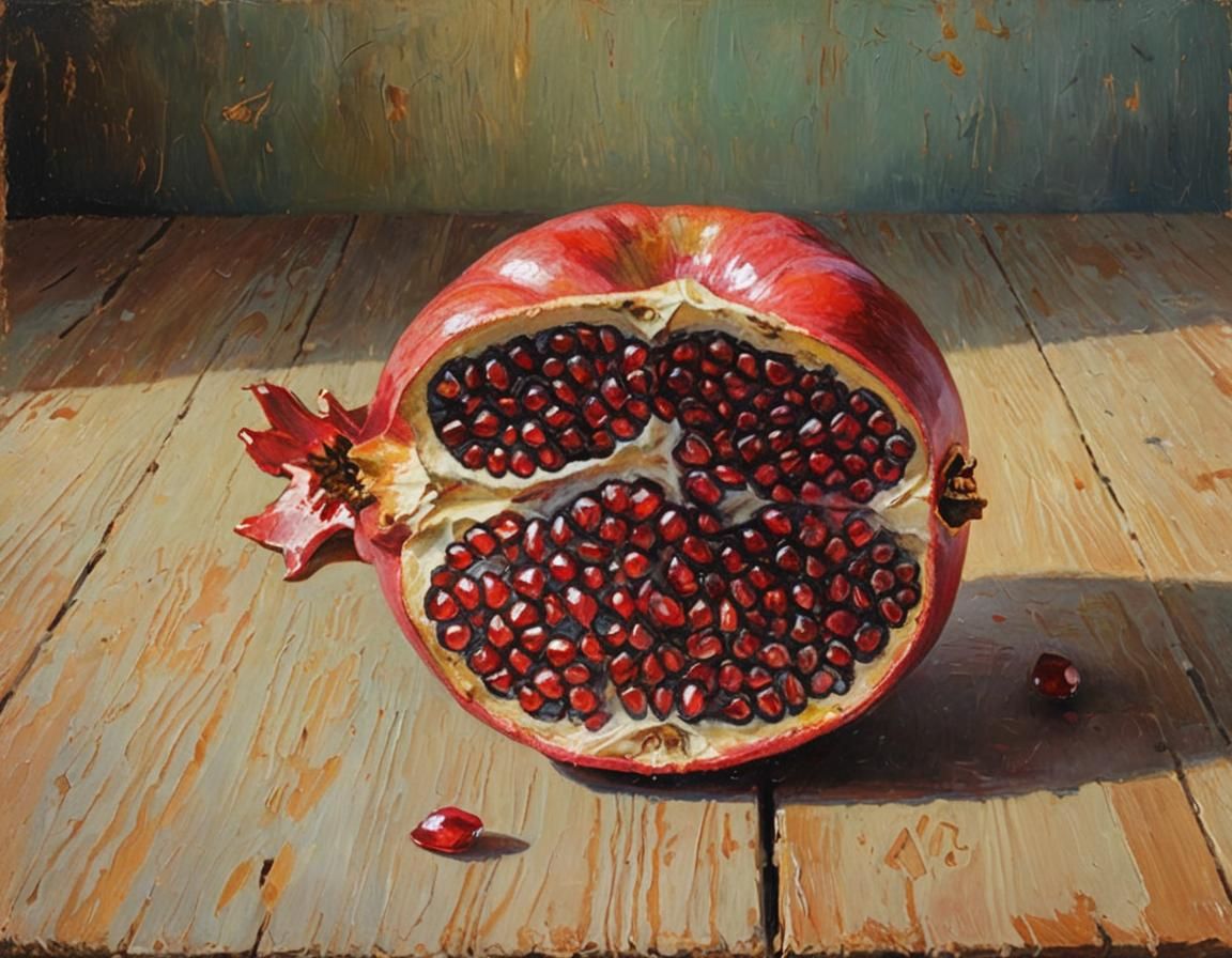 Impressionist Pomegranate Still Life Oil Painting