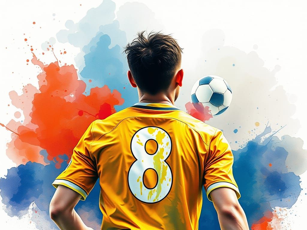 Soccer Player in Cinematic Watercolor Style
