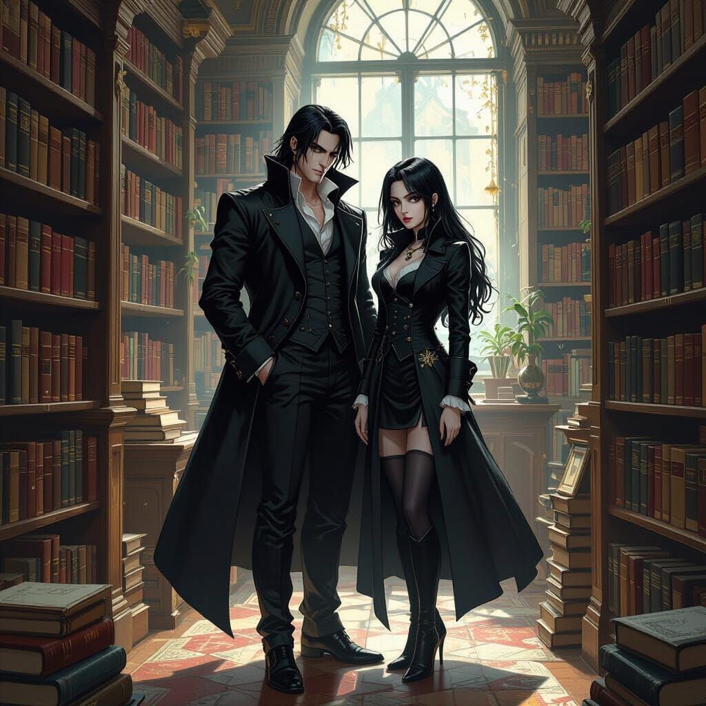 Alucard and Ivy in Vintage Manhattan Bookstore