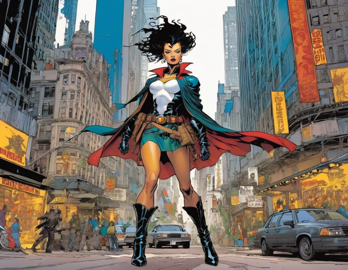 Amazonian Queen in a Cyberpunk New York City
