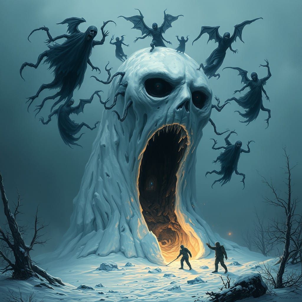 Ethereal Horror Snowman Conjured by Dark Mystical Forces