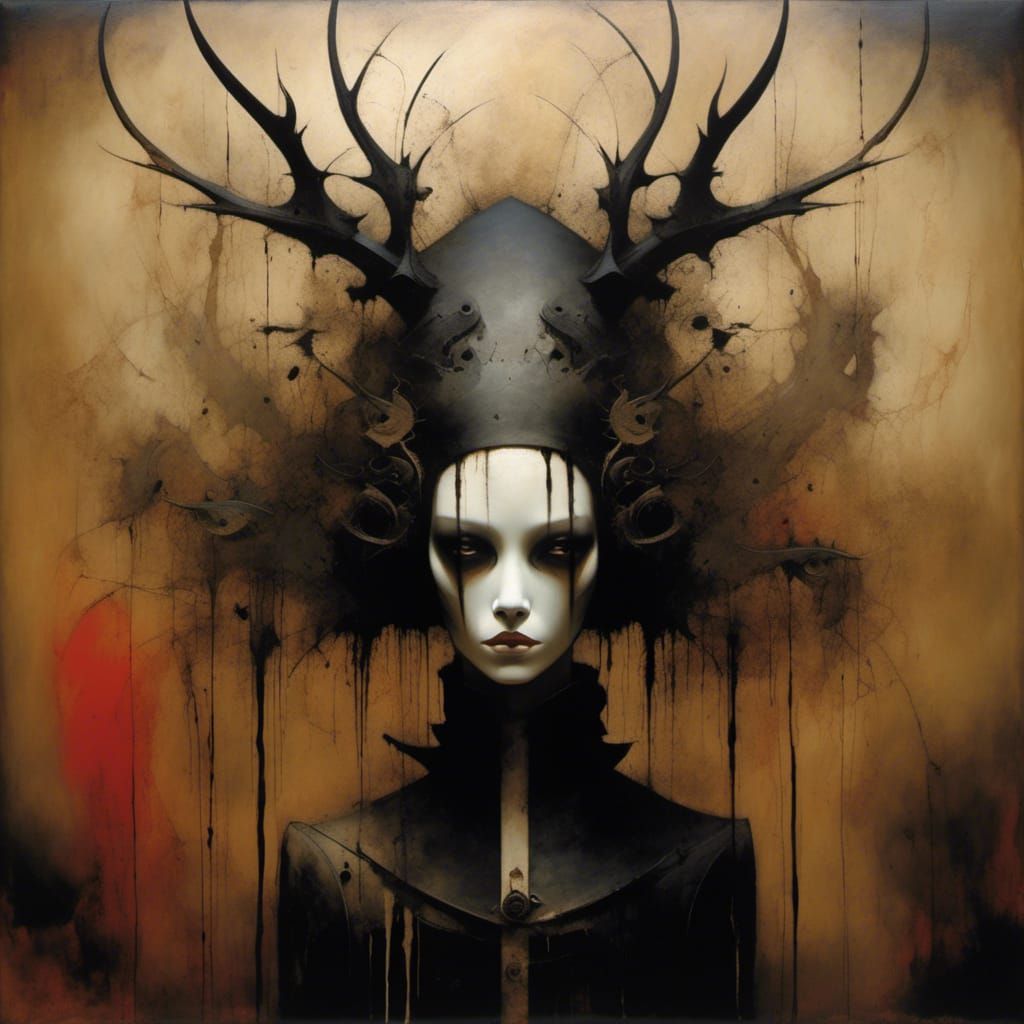 Abstract Expressionism Portrait with Tilted Horizon