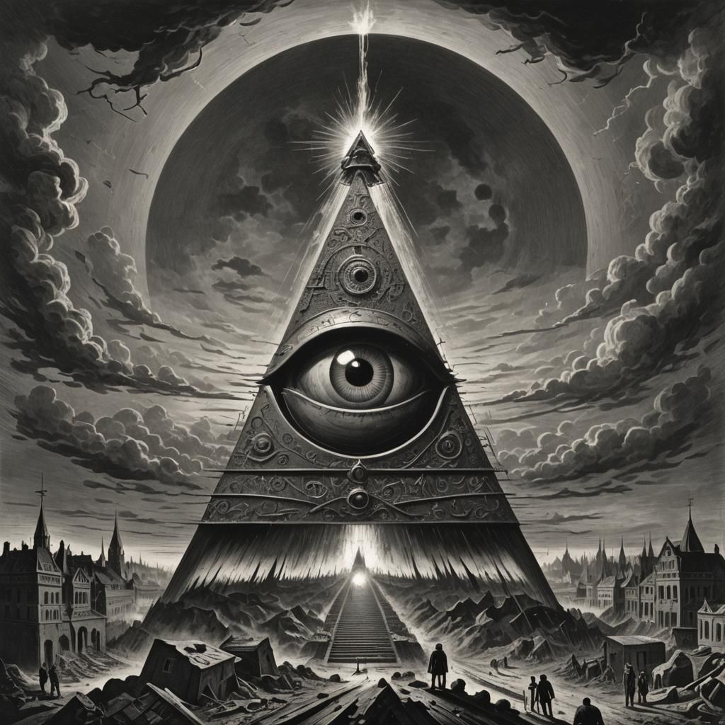 Apocalyptic All-Seeing Eye in Horror Style