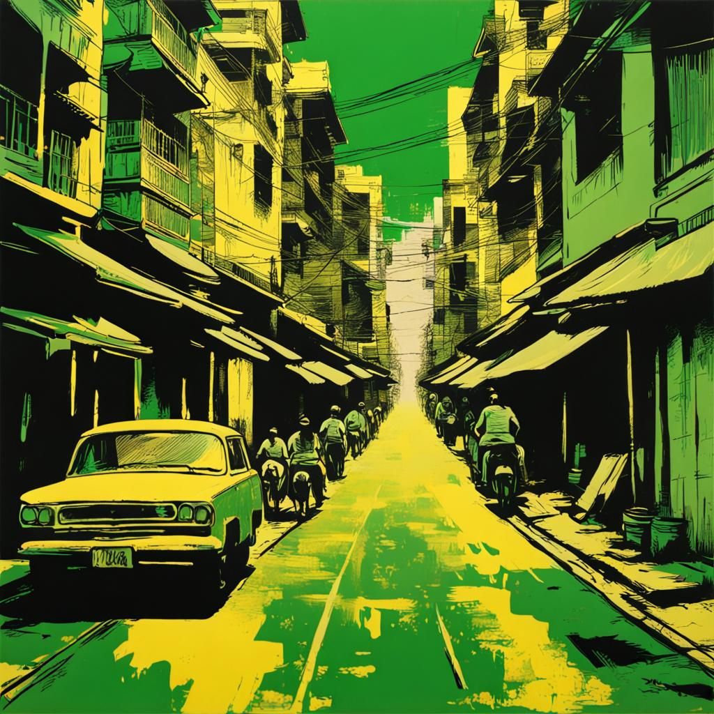 Pop Art City Street with Solarization Effect