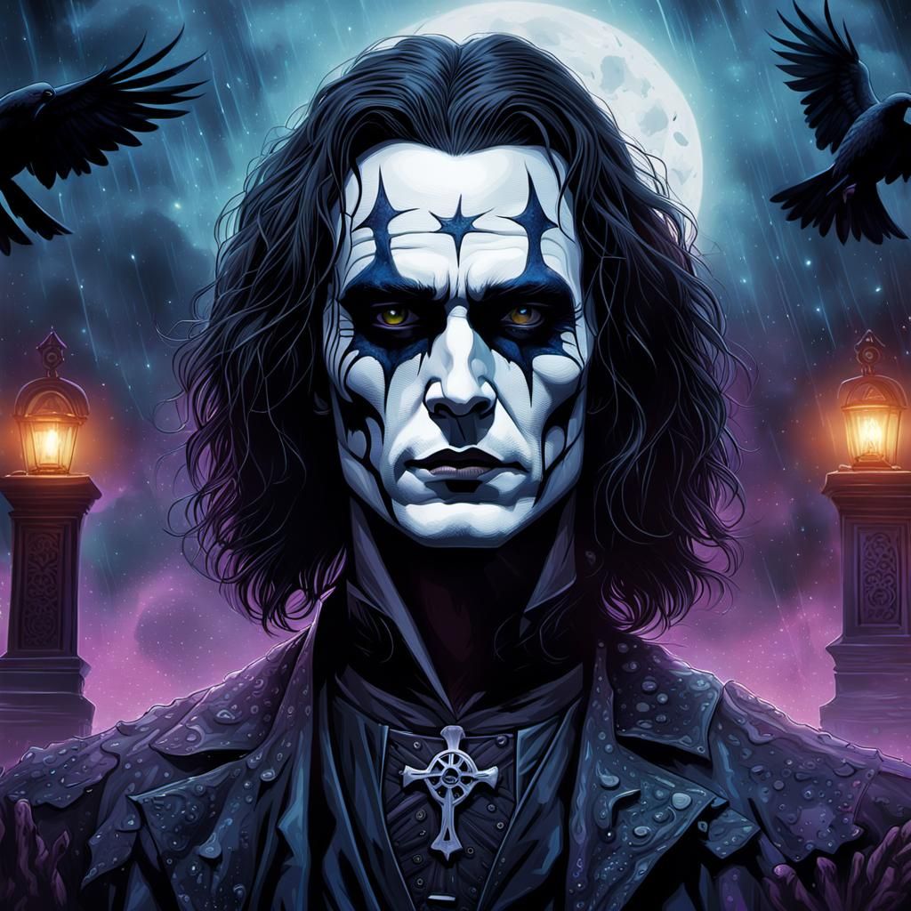 Eric Draven in Cosmic Graveyard: Surreal Digital Art