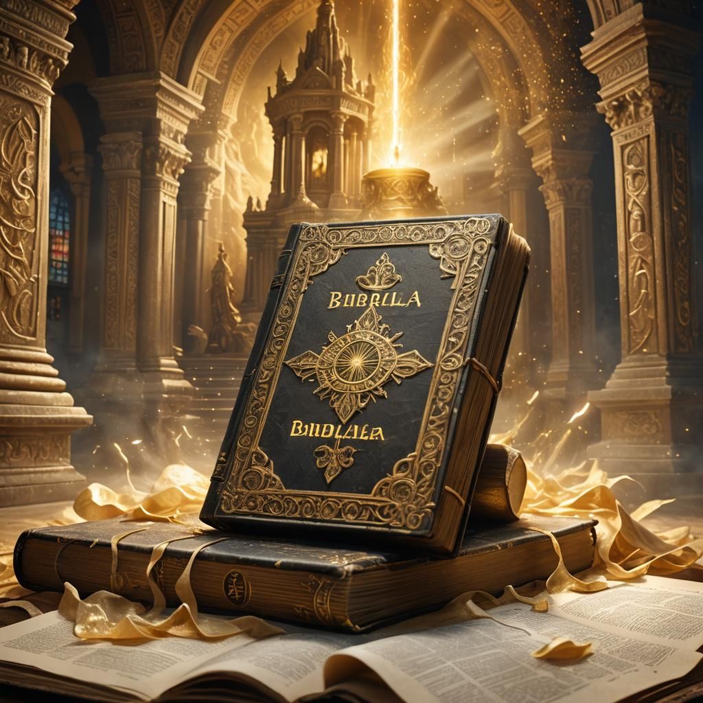 Mystical Bible on Pedestal: Fantasy Concept Art