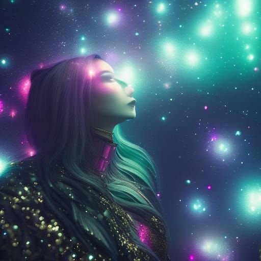 Armour made of galaxies and light, fantasy art, concept art, cinema 4d, trending on artstation, beautiful, galactic, com...