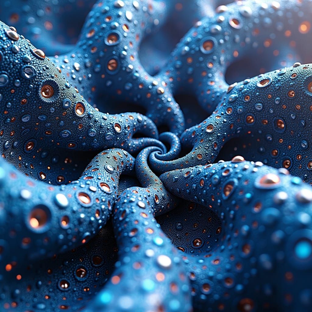 Cobalt chloride + Sodium abstract vector fractal, wave function, Zentangle, 3d shading