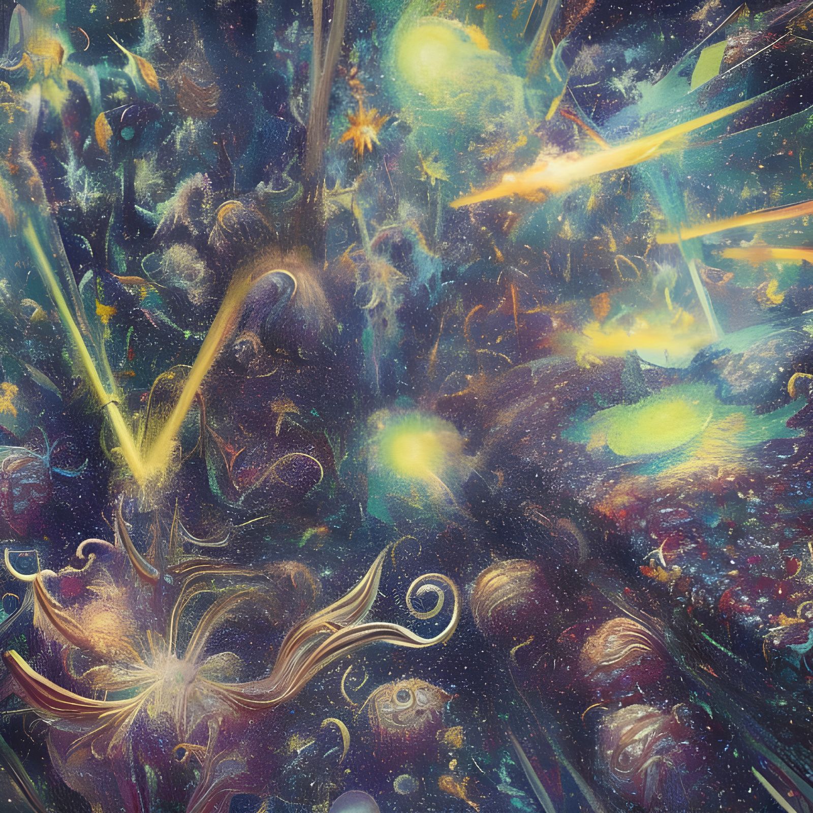 Surreal Dreamlike World with Luminous Particles