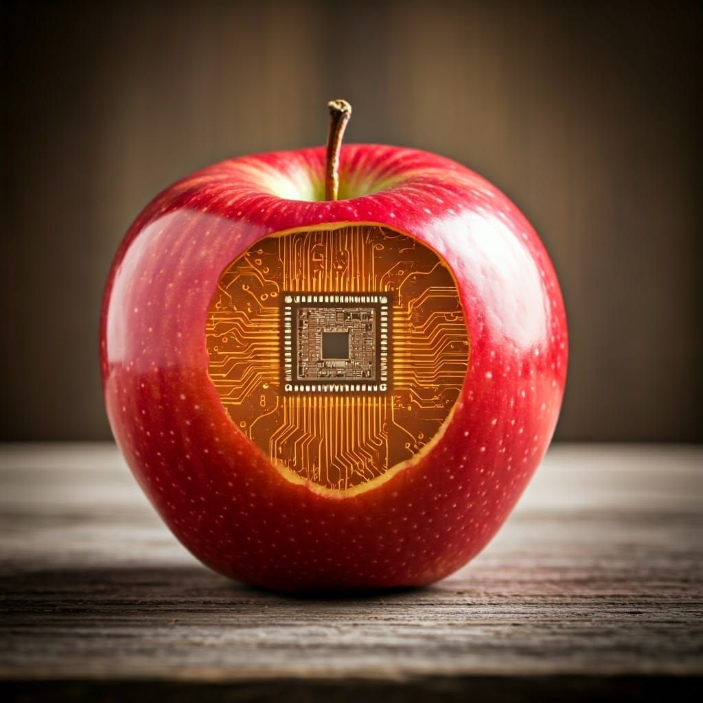 Cybernetic Harvest: A Futuristic Apple Core