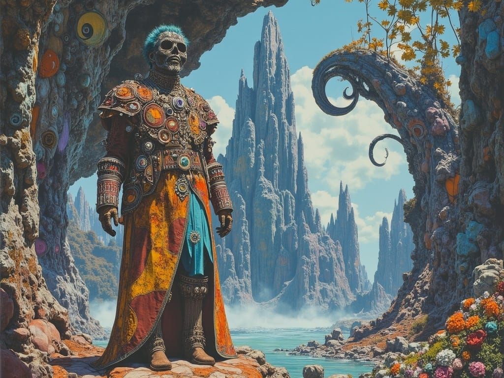 Ethereal Cult Leader in Surreal Biomechanical Realm