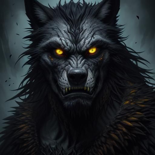 Snarling Werewolf Portrait in Dark Fantasy Style