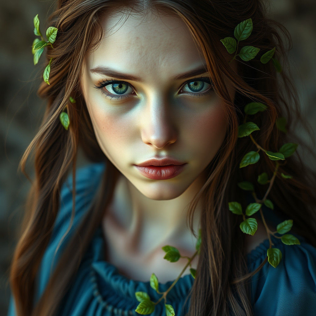 Woman with Leaves, Digital Art in Unreal Engine 5
