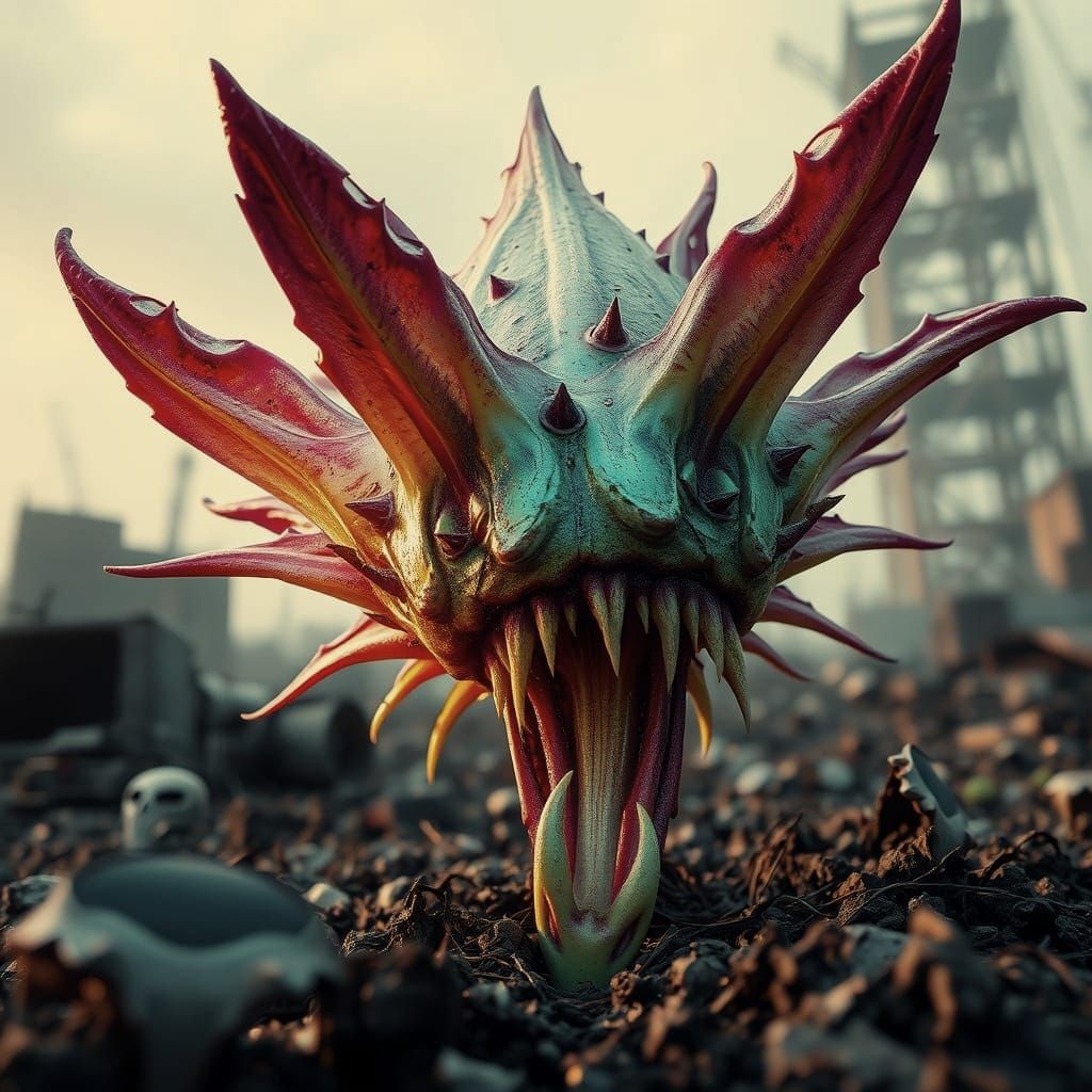 Alien Carnivorous Flower Emerges in Post-Apocalyptic World