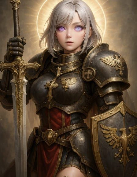 Aasimar Paladin in Warhammer 40k Style