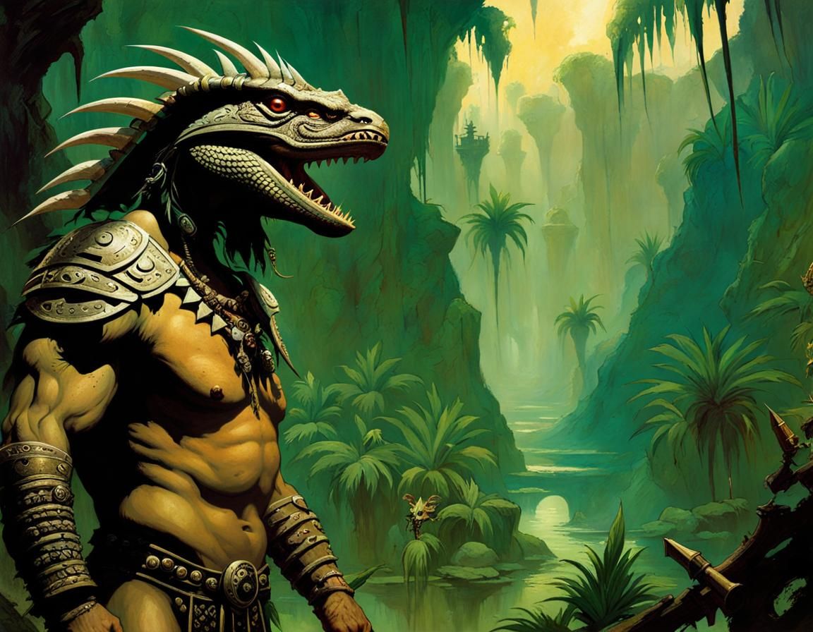 Tribal Lizardman Village in Ancient Jungle