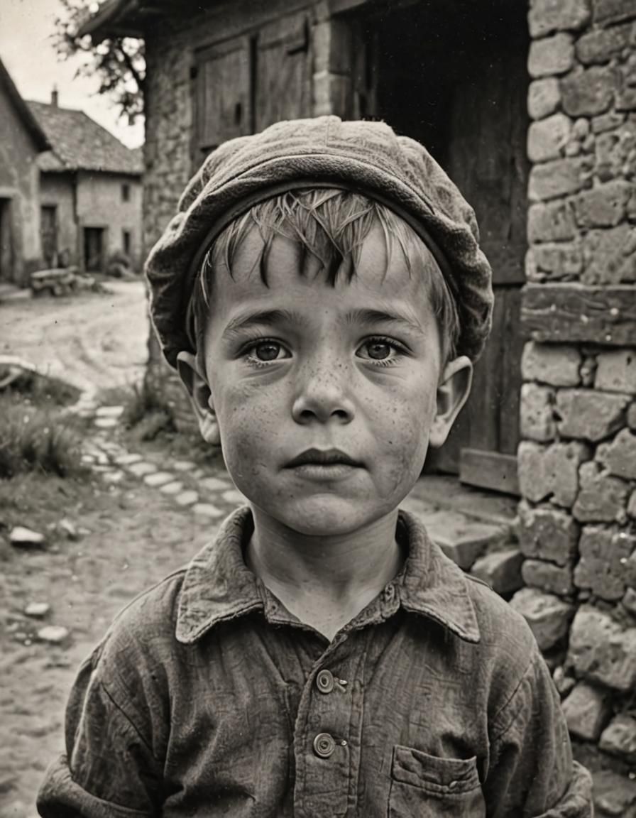 Vintage Photo of European Boy, 1940s-1950s Style