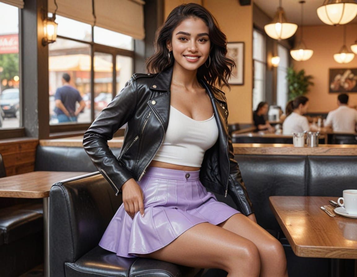 Mexican Woman in Lavender Skirt: Hyper-Realistic Digital Art