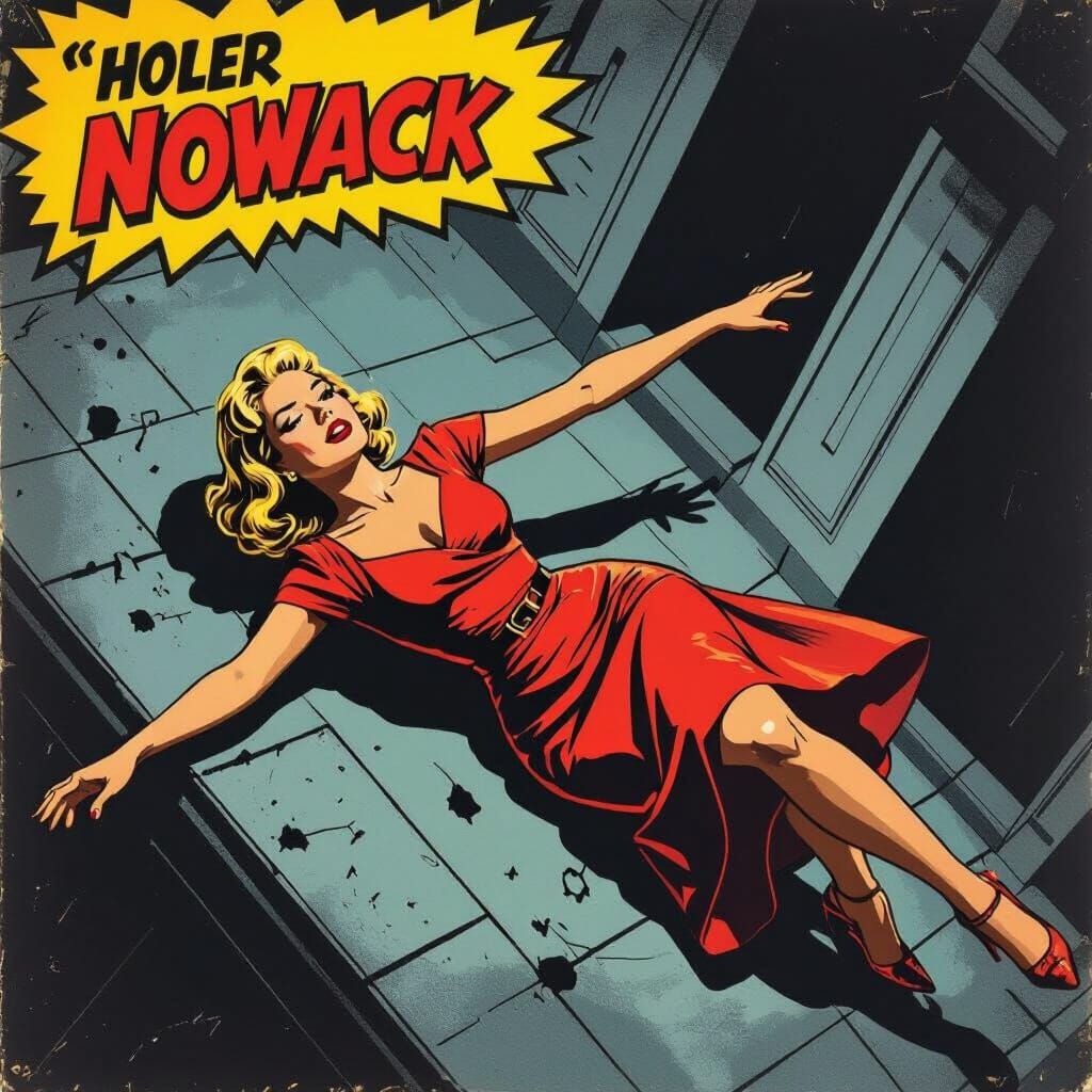 Dramatic Death Scene in Hitchcockian Comic Style