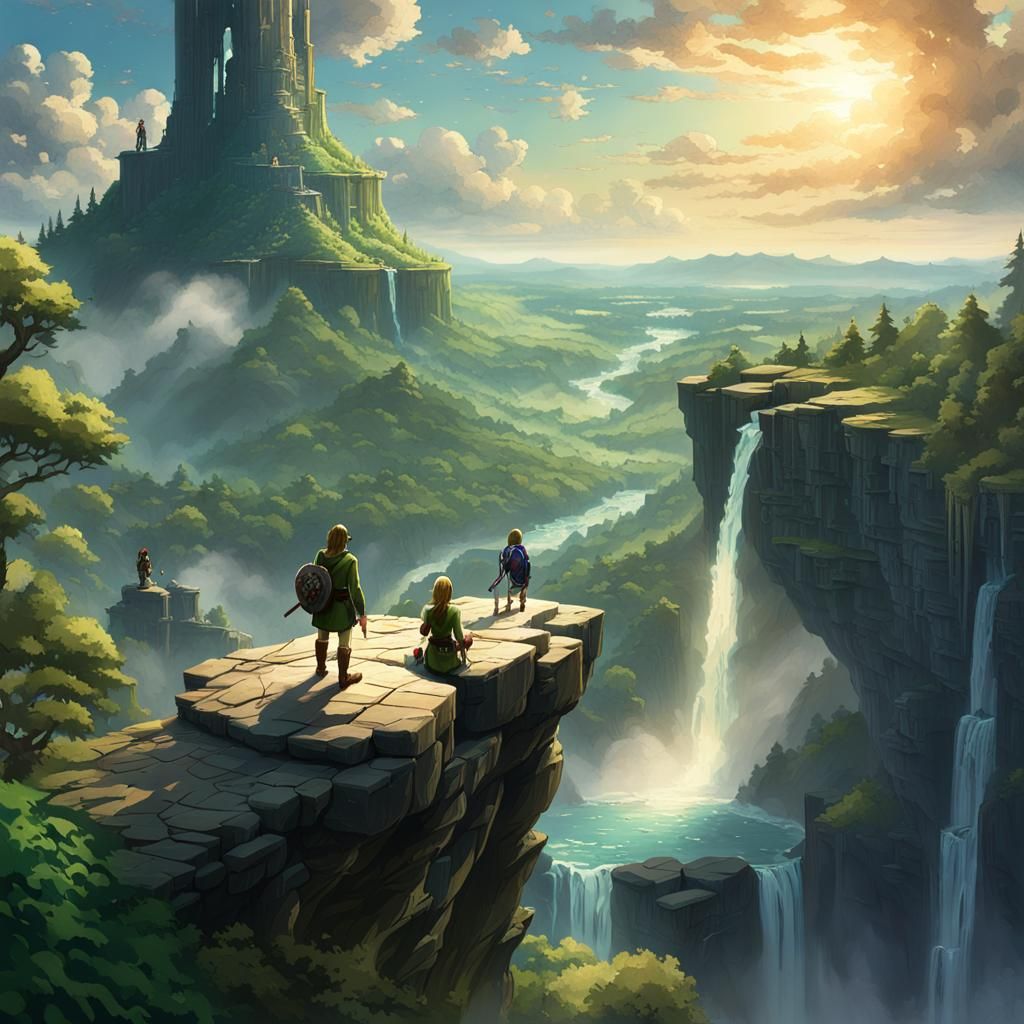 Link and Zelda Overlook Hyrule's Forest