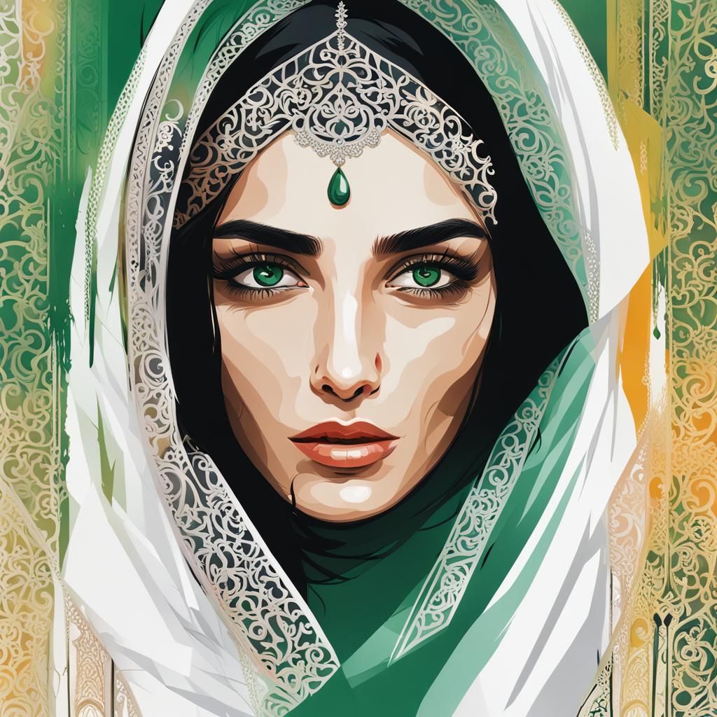 Stunning Arabic Woman in Abstract Art Style