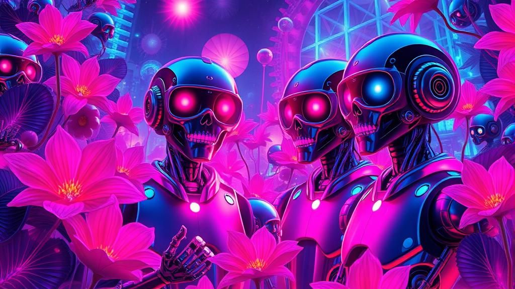 Radiant Cyborgs Discover Bioluminescent Garden in Surreal St...