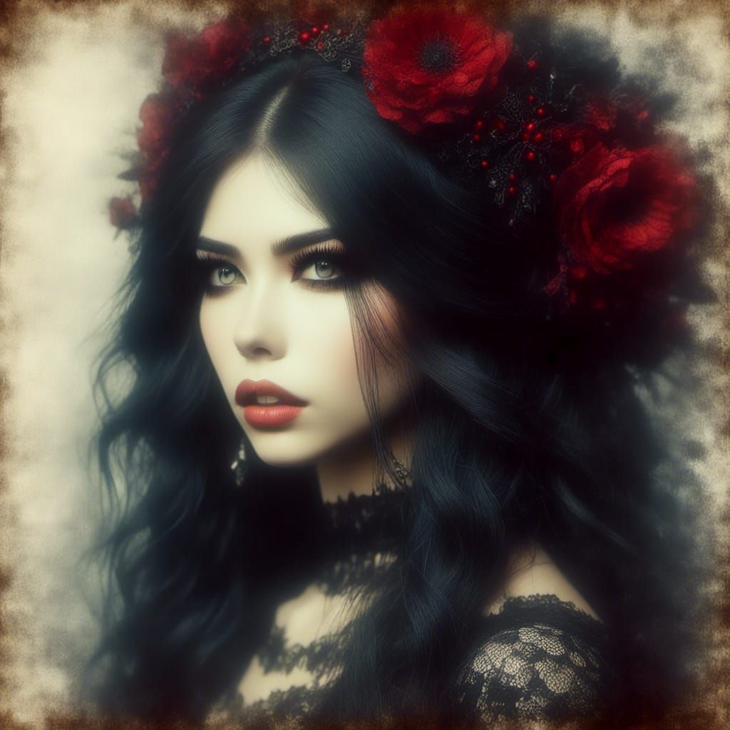 Elegant Woman in Lace: 3D Portrait