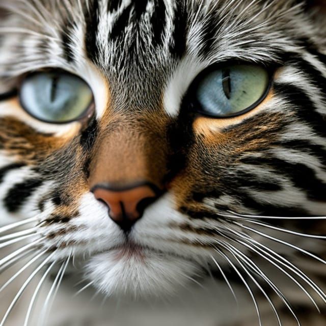 Detailed Ink Sketch of a Cat Face
