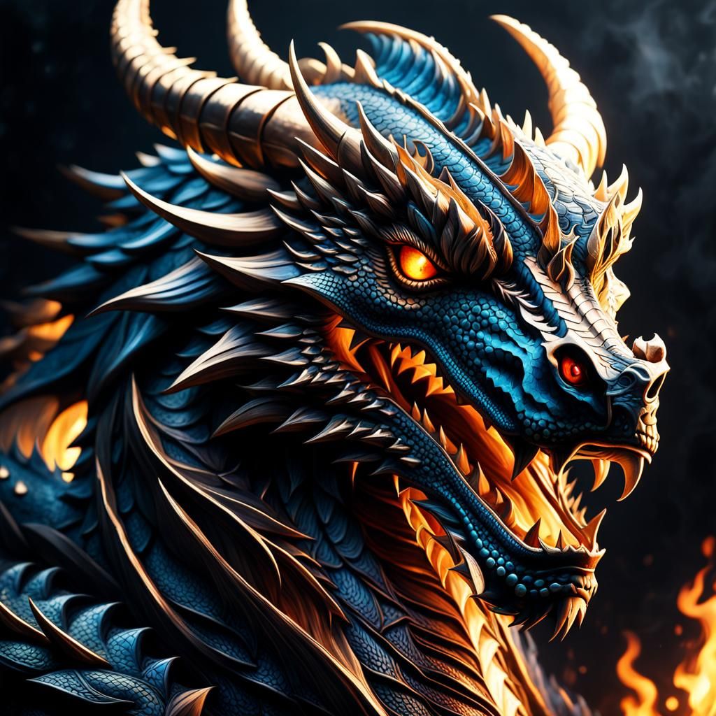 Majestic Dragon Portrait in Hyperrealism