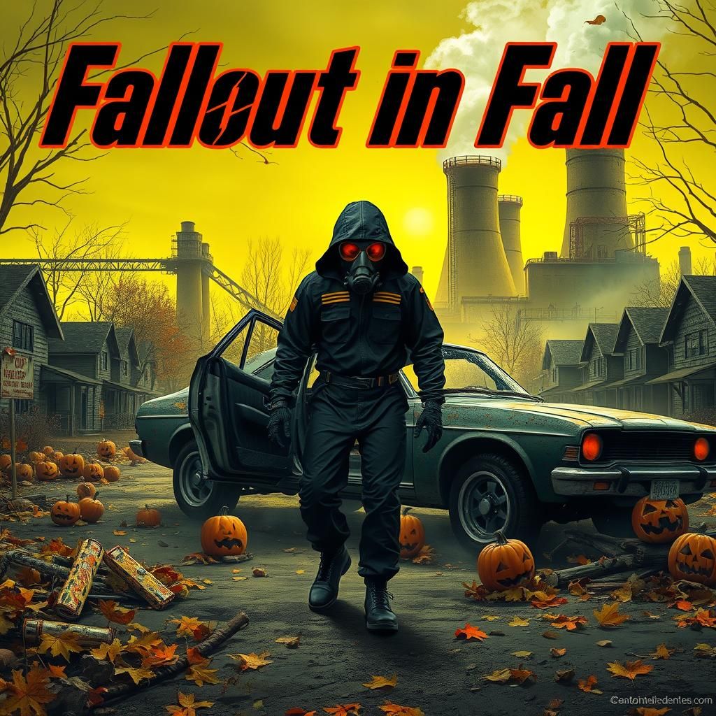 Eerie Autumn Wasteland with Nuclear Plant