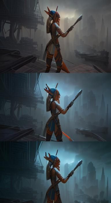 Ahsoka as Steampunk Pirate in 3D Digital Art