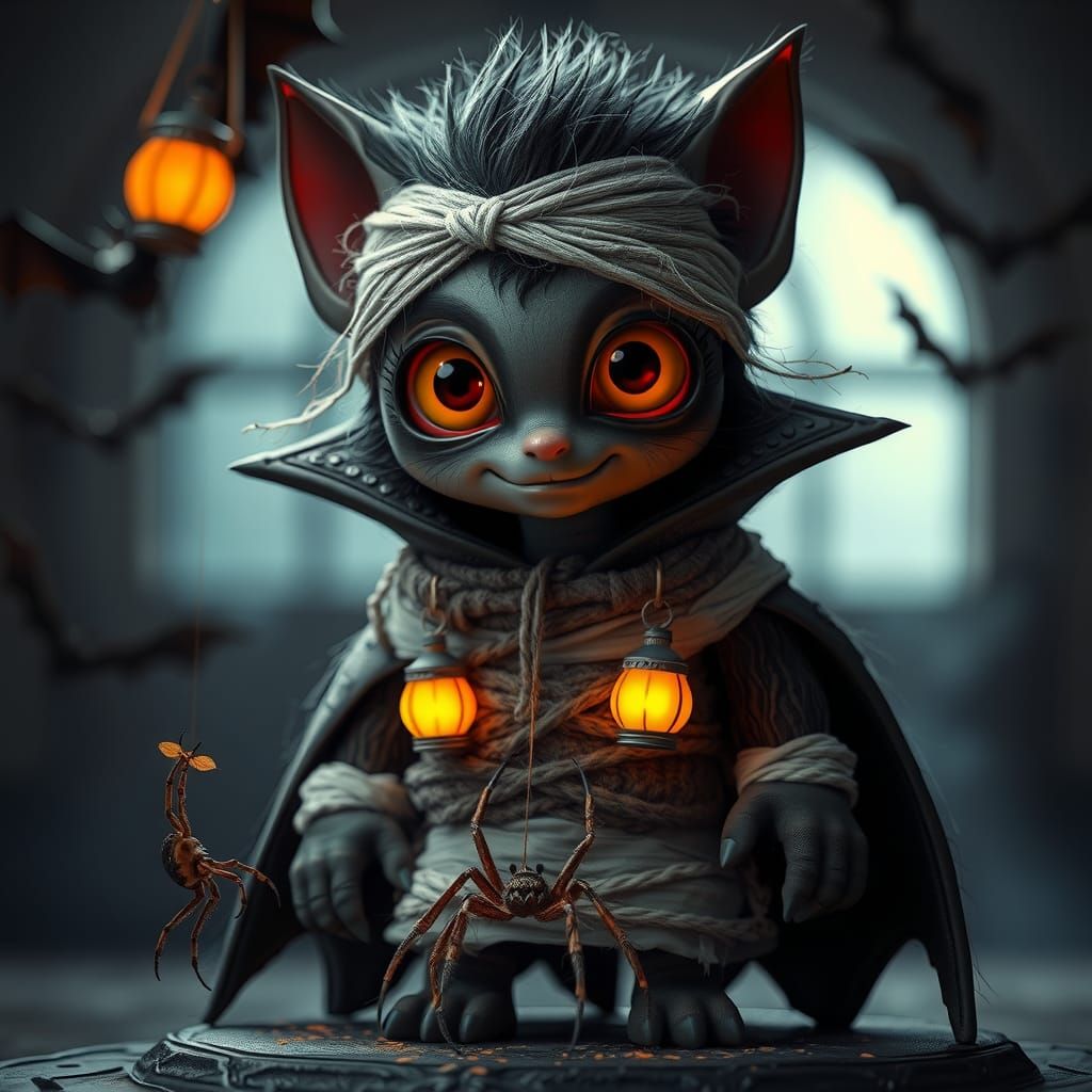 Eerie Vampire Portrait in Anime and 3D Style