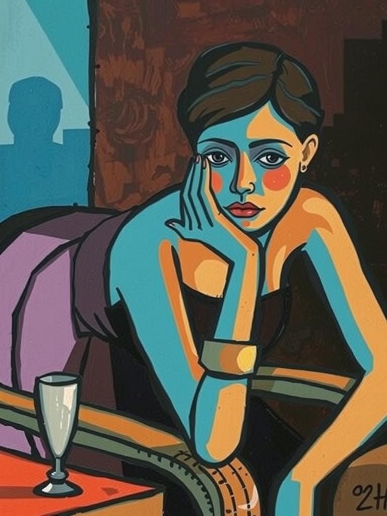 Cubist Female Portrait in Geometric Style