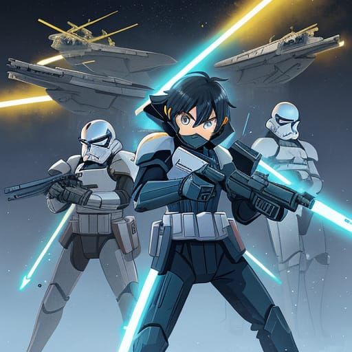 Star Wars Clone Troopers in Anime-Inspired Action