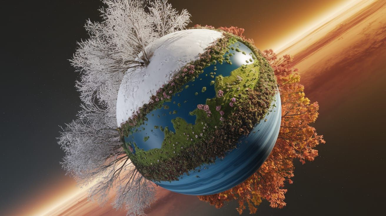 Four Seasons Planet in Solar System, Photorealistic