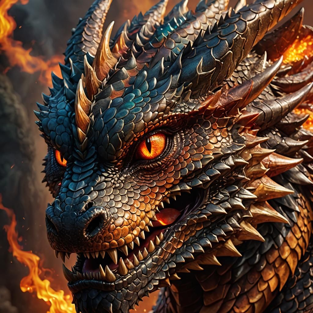 Hyperrealistic Dragon Portrait in Vivid Digital Art