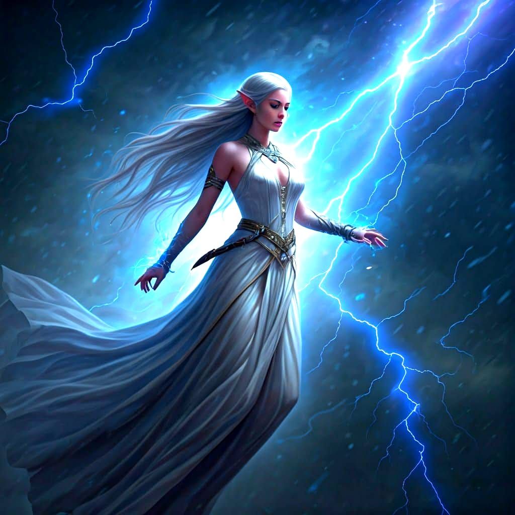 Epic Elf in Lightning Storm Cinematic Still