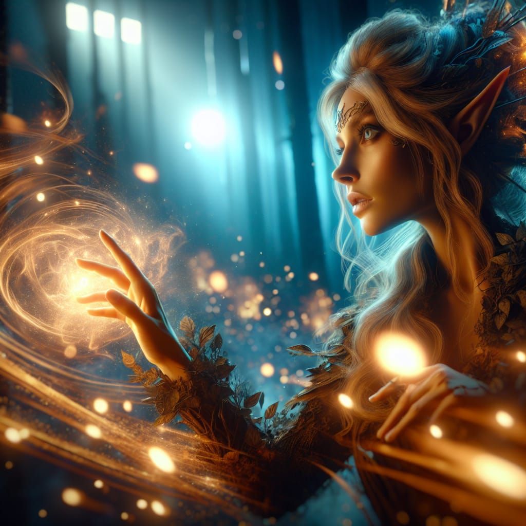 Wood Elf Magic Portrait in Digital Matte Painting Style