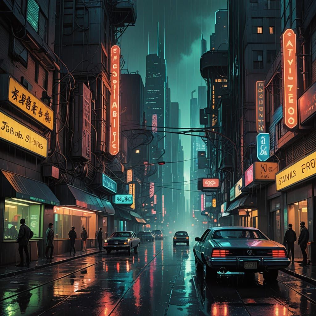 Cyberpunk Dreams of a Rainy Cityscape