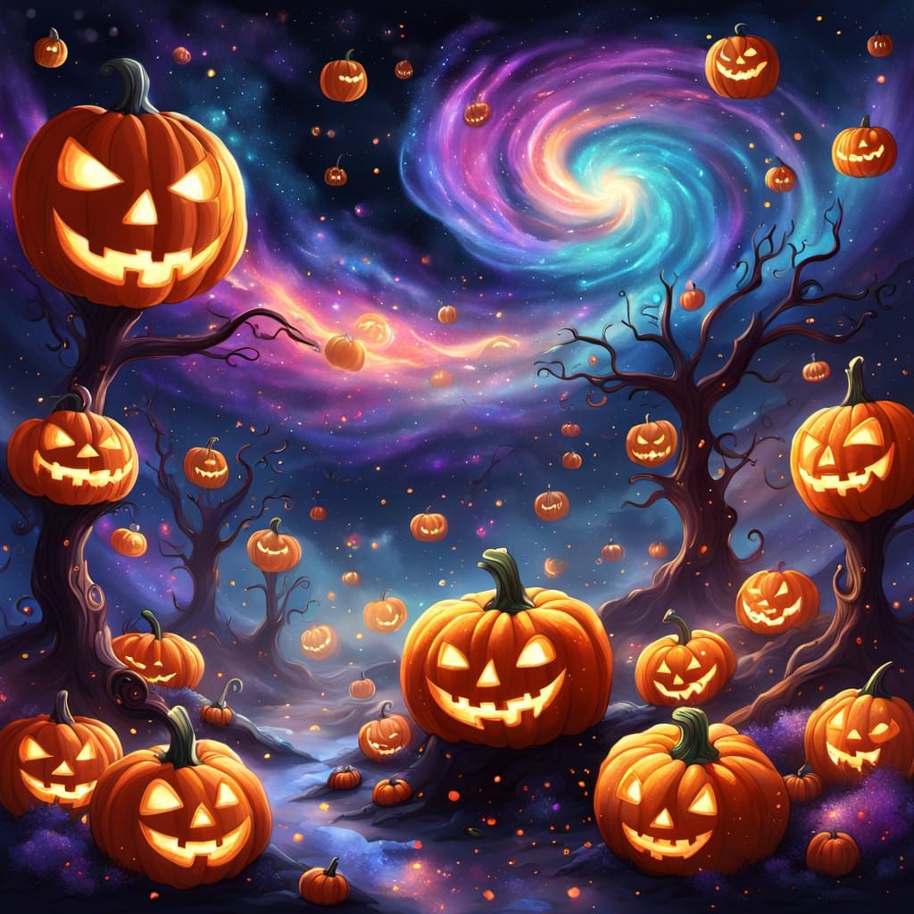 Samhain Galaxy Birthday Party in Vibrant Digital Art Style