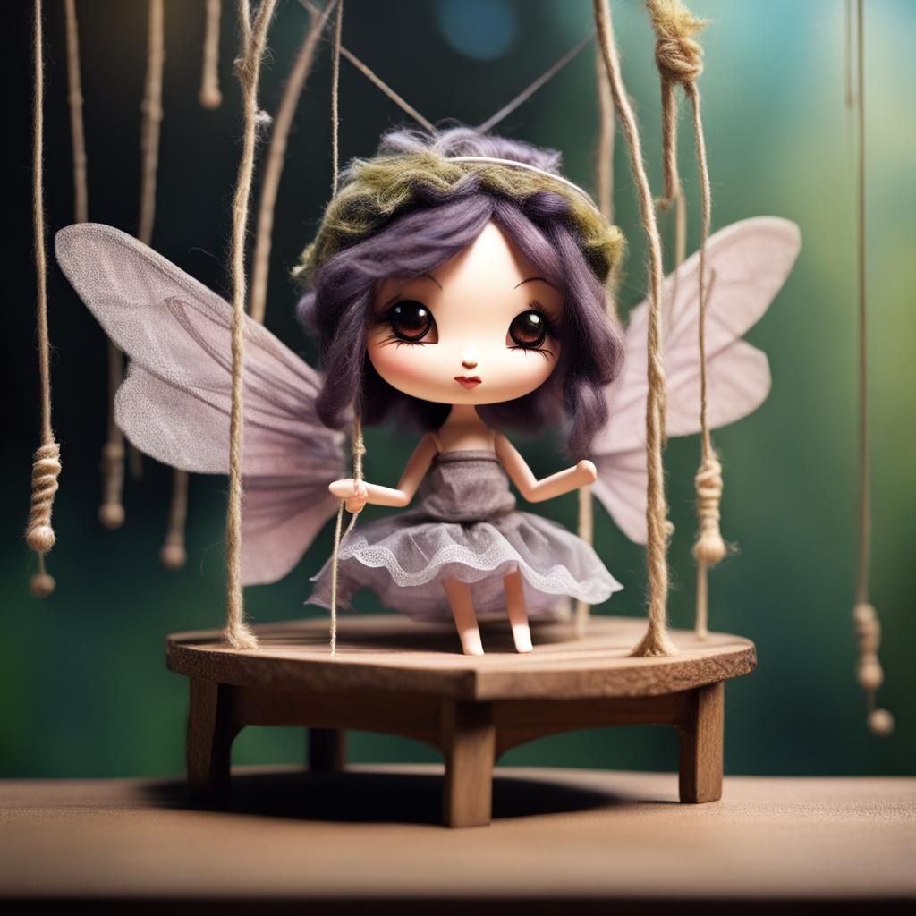 Hyperrealistic Chibi Fairy String Puppet Theater