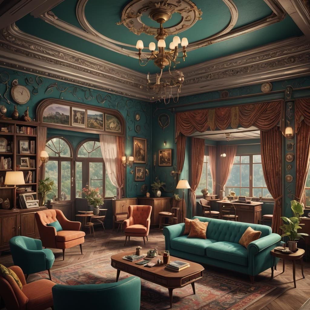1950s Living Room: Detailed Matte Painting