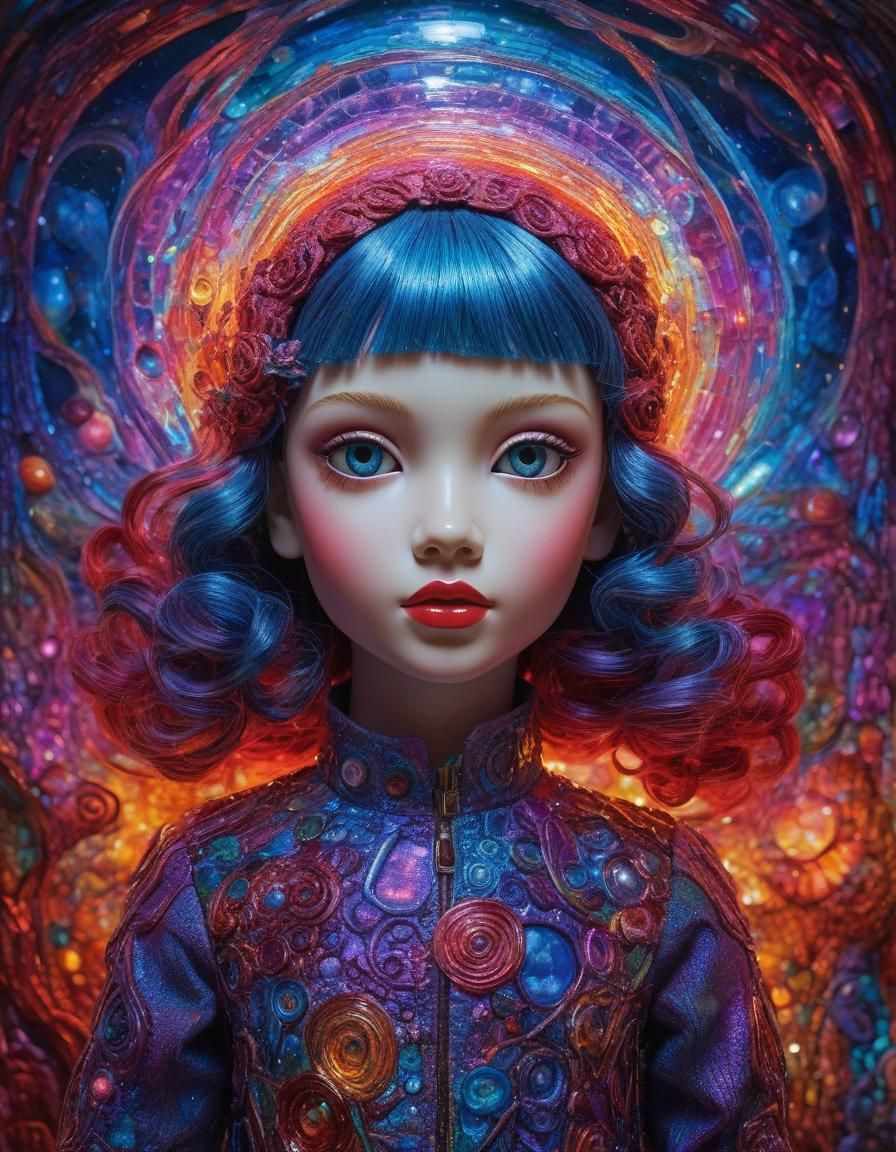 Cosmic Crimson Doll: A Fauvist-Inspired Portrait