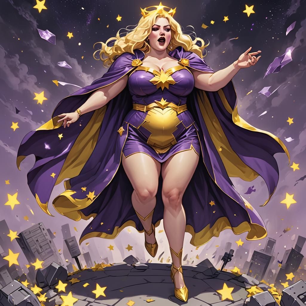 Plus-Size Blonde Supergoddess Singing Operatic Aria