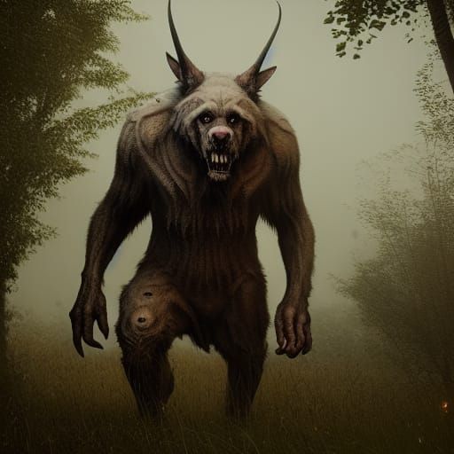 Creepy Dogman Monster in Hyper-Realistic 3D Rendering