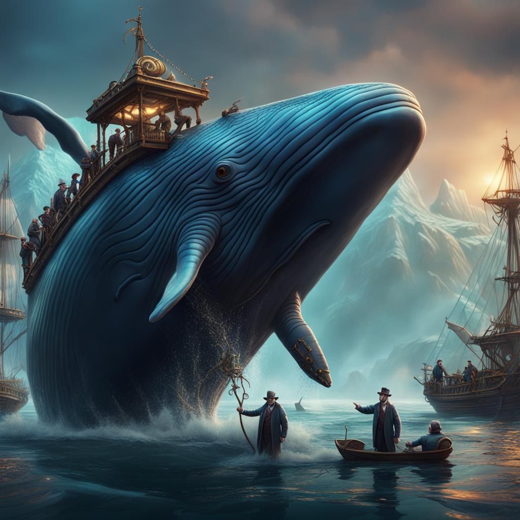 Whale Salesmen in Detailed Fantasy Art
