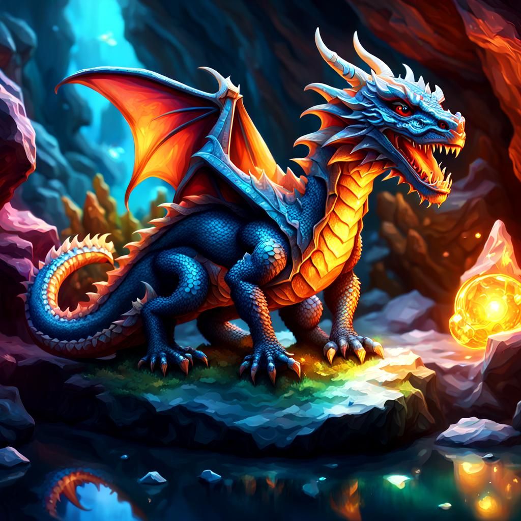 Glass-Skinned Dragon Near a Crystalline Cave