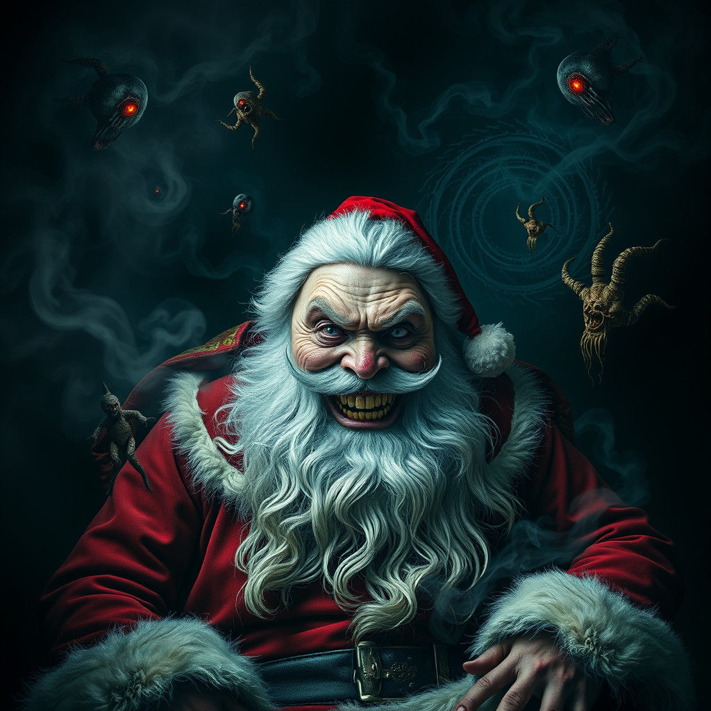 Grotesque Santa Claus in Surrealist Horror Dreamscape